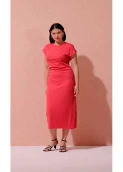 bonprix bonprix Vestido midi de mezcla de viscosa suave rosa paraíso Hot