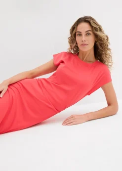 bonprix bonprix Vestido midi de mezcla de viscosa suave rosa paraíso Hot