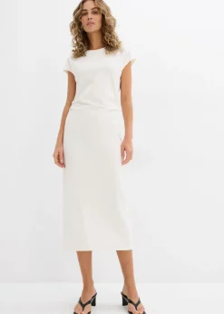 bonprix bonprix Vestido midi de mezcla de viscosa suave Blanco lana Hot