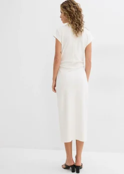 bonprix bonprix Vestido midi de mezcla de viscosa suave Blanco lana Hot