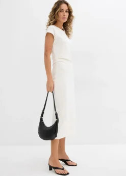 bonprix bonprix Vestido midi de mezcla de viscosa suave Blanco lana Hot
