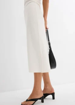 bonprix bonprix Vestido midi de mezcla de viscosa suave Blanco lana Hot