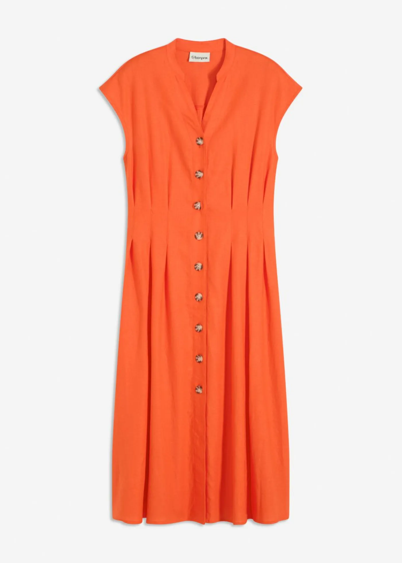bonprix bonprix Vestido midi de mezcla de lino ligero Rojo amapola Online