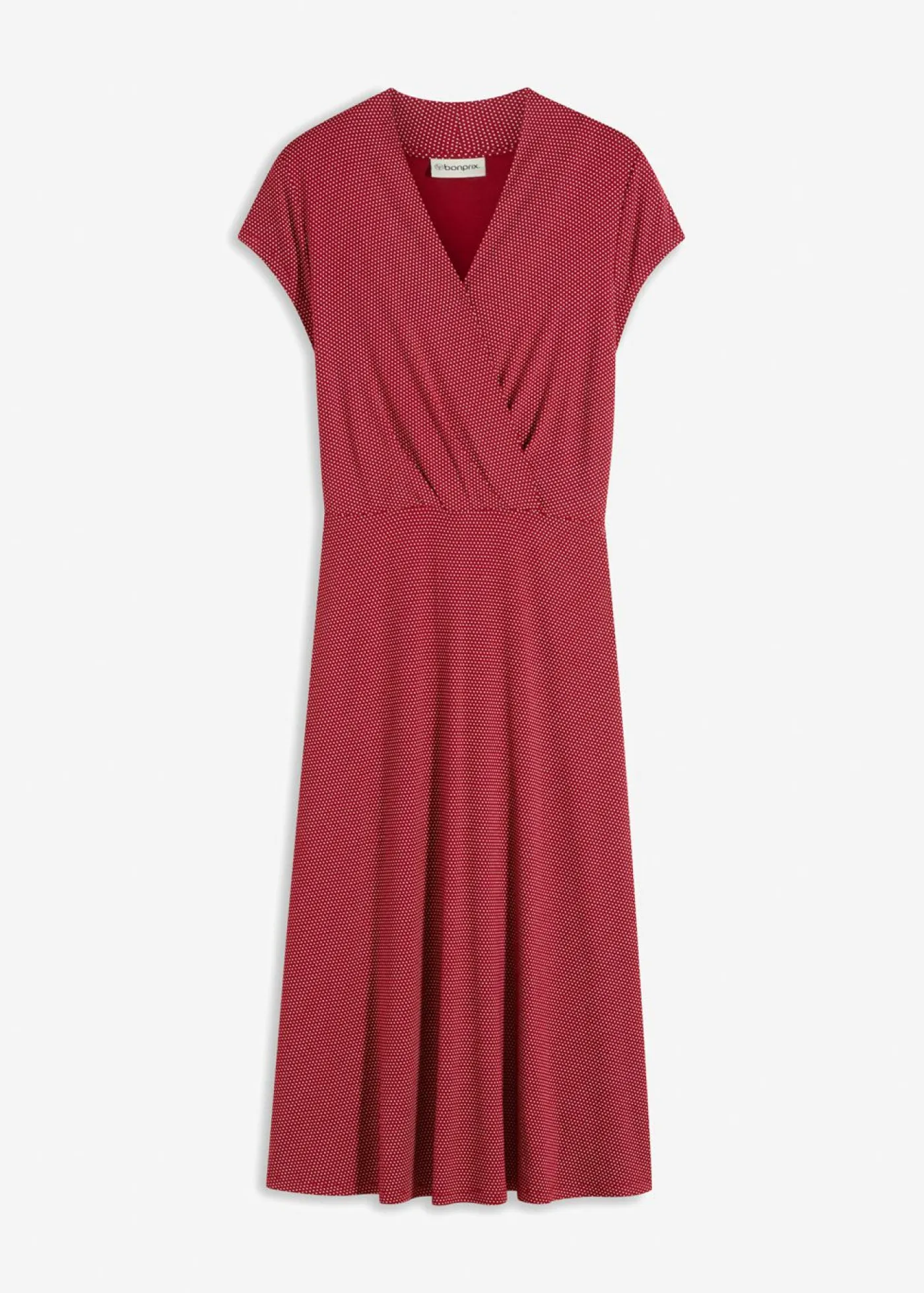 bonprix bonprix Vestido midi de mezcla de viscosa Rojo atardecer/blanco de lunares