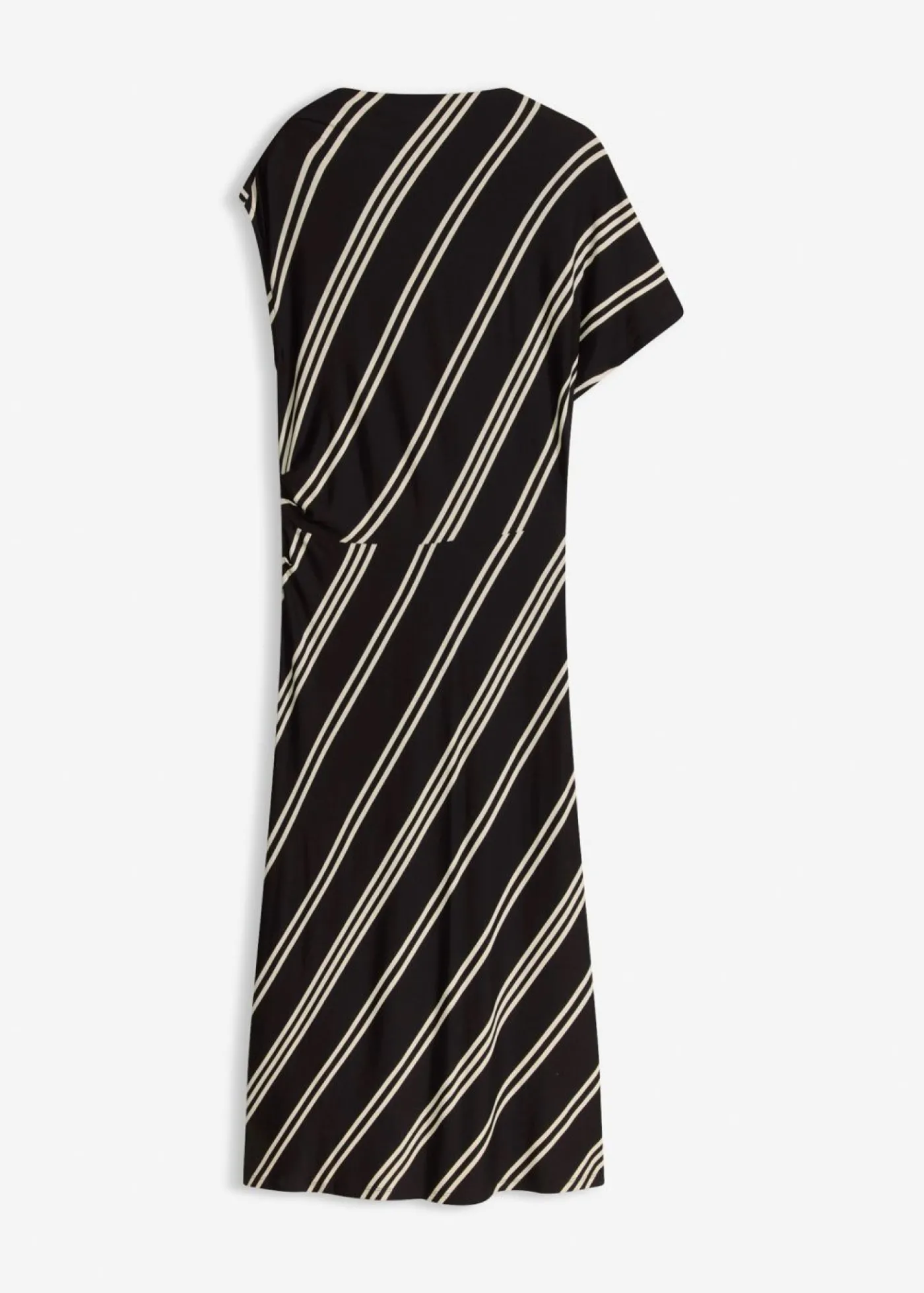 bonprix bonprix Vestido midi de mezcla de viscosa suave Negro-blanco con rayas New