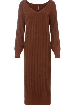 bonprix bonprix Vestido midi de punto Marrón caoba