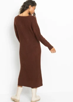 bonprix bonprix Vestido midi de punto Marrón caoba