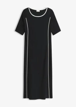 bonprix bonprix Vestido midi de Punto di Roma Negro-blanco lana Sale