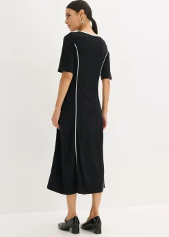 bonprix bonprix Vestido midi de Punto di Roma Negro-blanco lana Sale