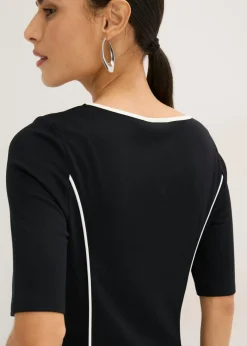 bonprix bonprix Vestido midi de Punto di Roma Negro-blanco lana Sale