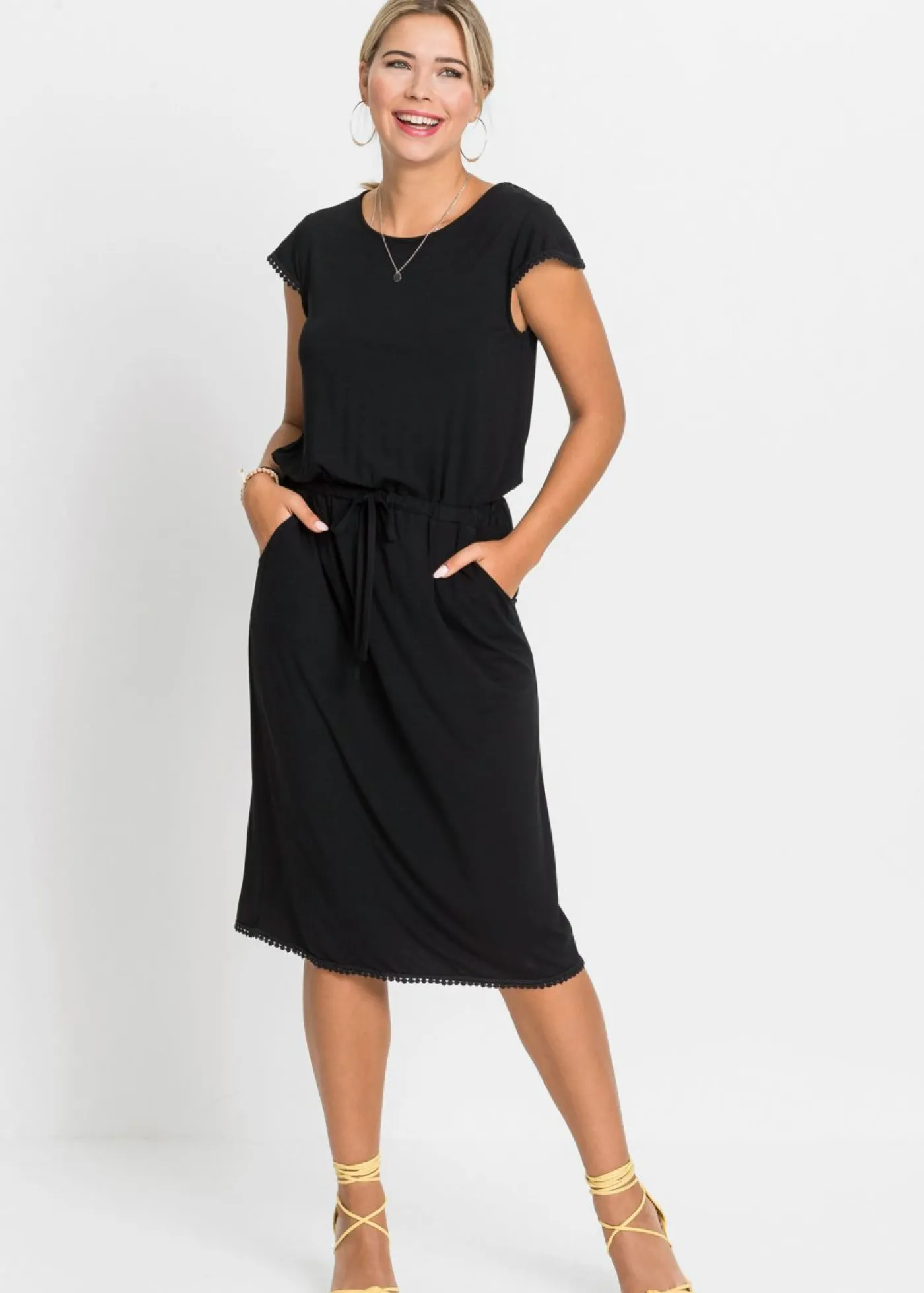 bonprix bonprix Vestido midi de punto en viscosa sostenible Negro Best