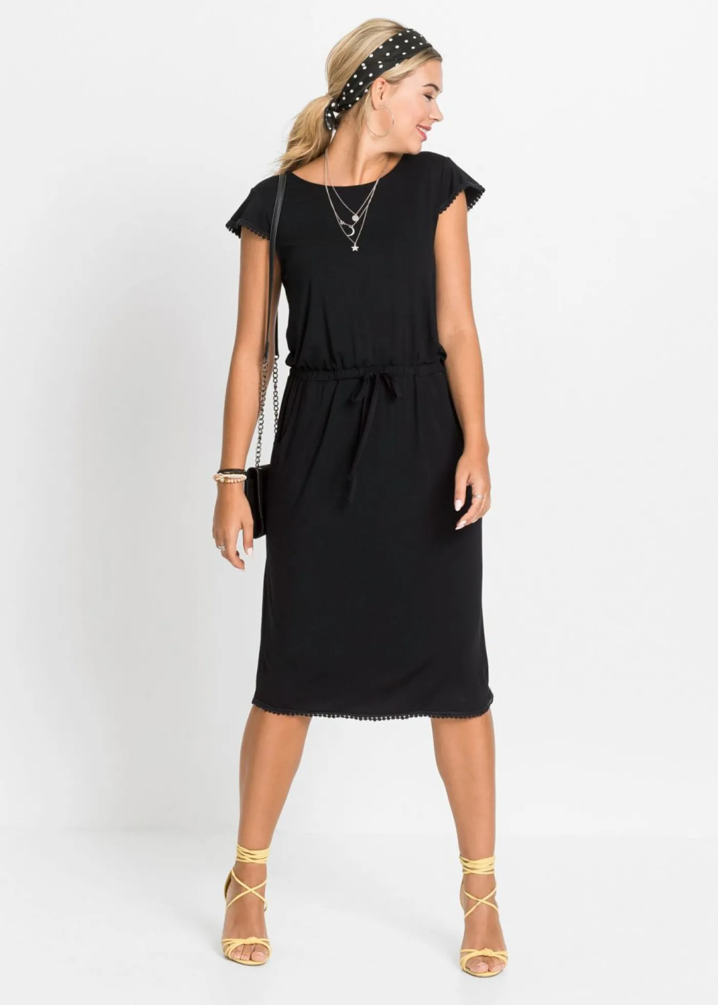 bonprix bonprix Vestido midi de punto en viscosa sostenible Negro Best