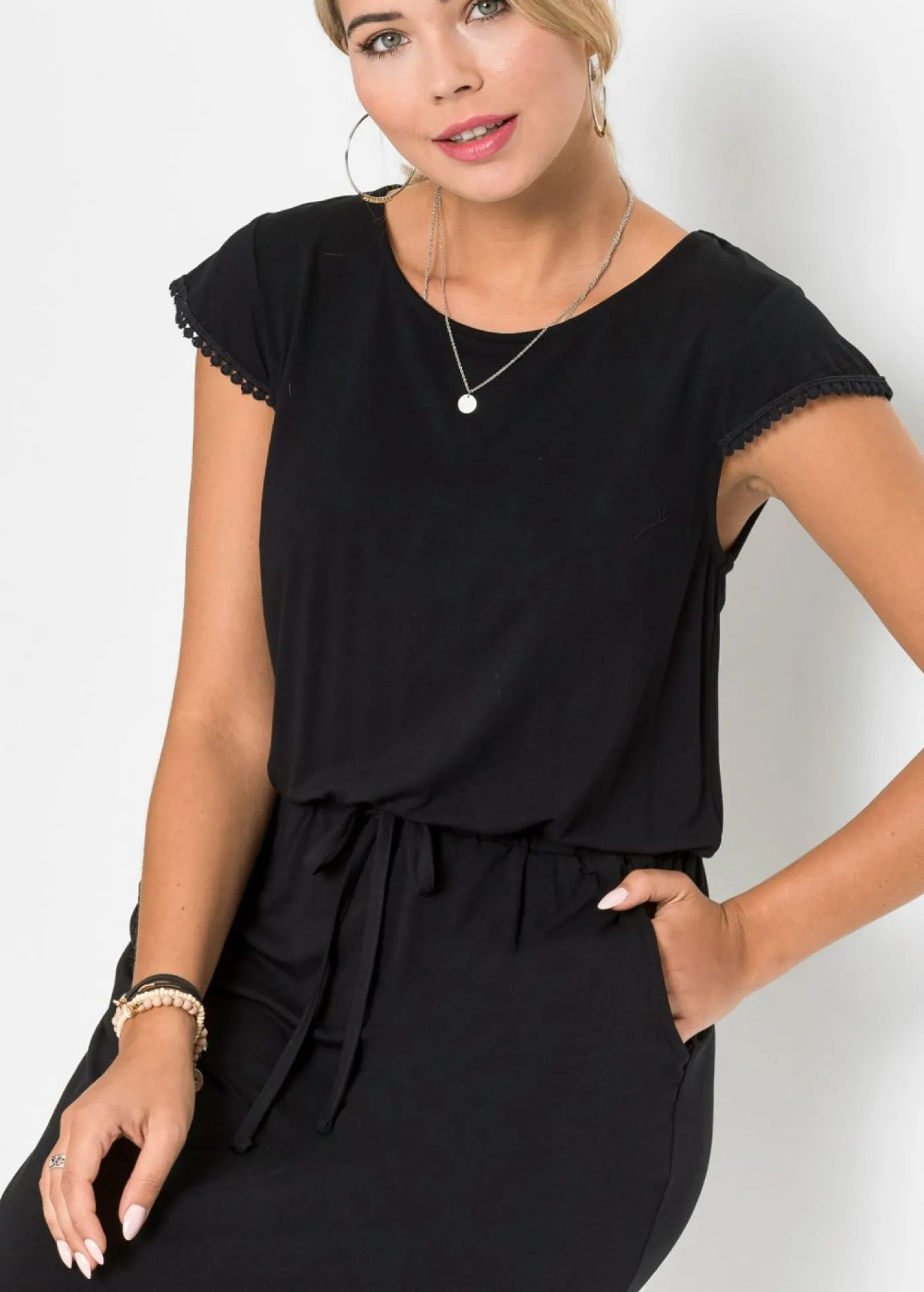 bonprix bonprix Vestido midi de punto en viscosa sostenible Negro Best