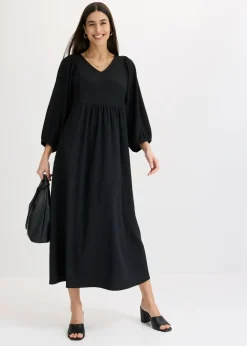 bonprix bonprix Vestido midi de punto estructurado Negro New