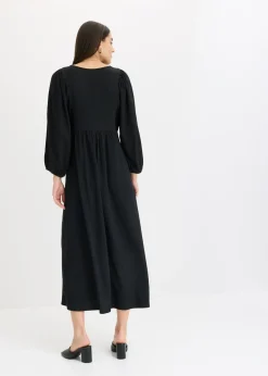 bonprix bonprix Vestido midi de punto estructurado Negro New