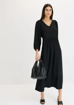 bonprix bonprix Vestido midi de punto estructurado Negro New