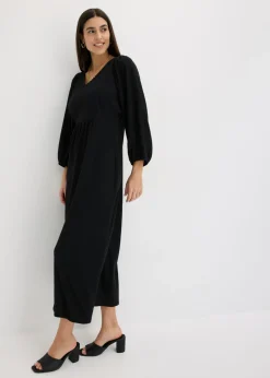 bonprix bonprix Vestido midi de punto estructurado Negro New