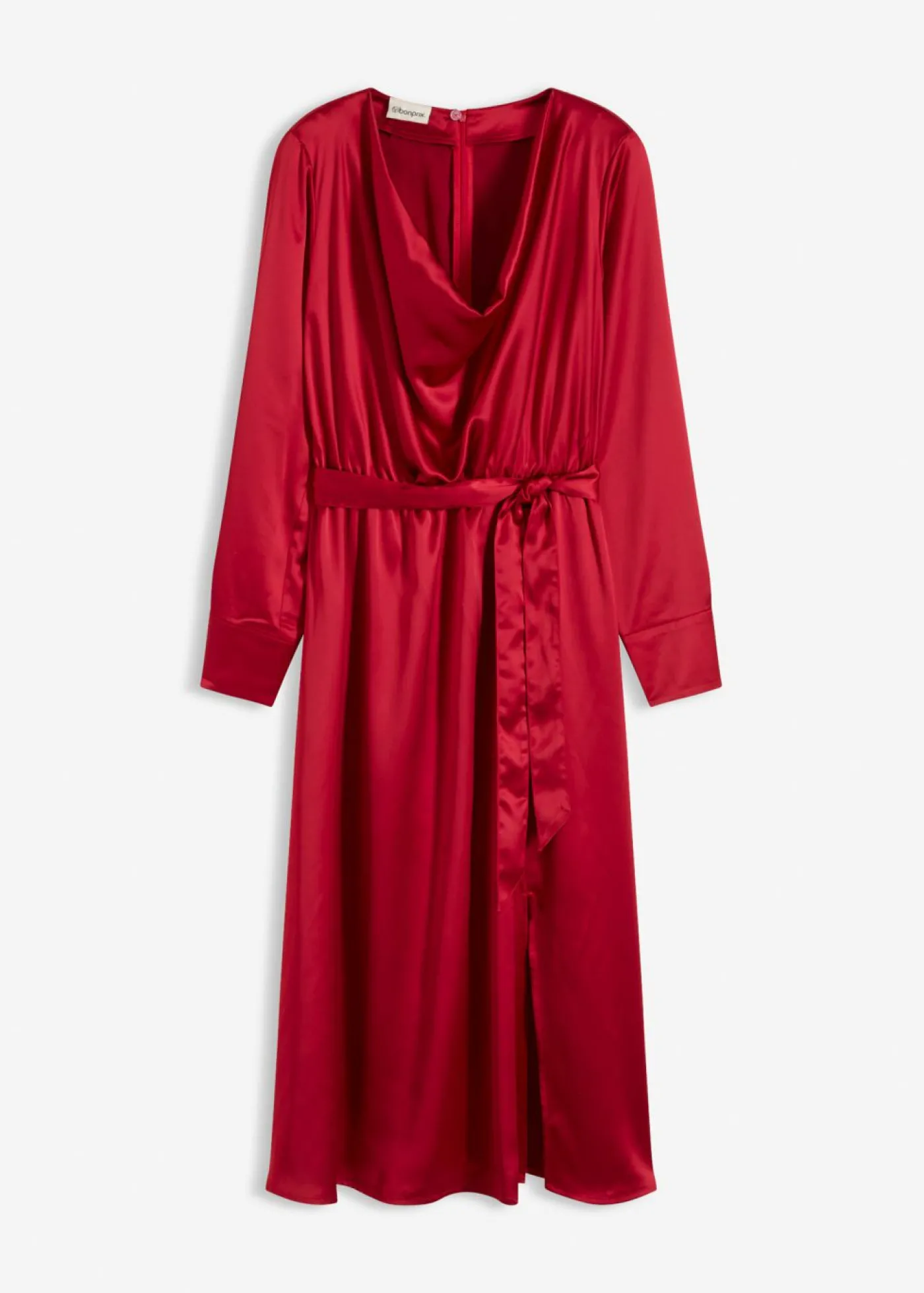 bonprix bonprix Vestido midi de satén brillante rojo cayena