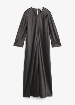 bonprix bonprix Vestido midi de satén brillante antracita Outlet