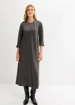 bonprix bonprix Vestido midi de satén brillante antracita Outlet