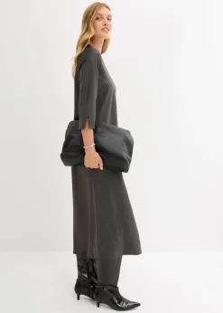 bonprix bonprix Vestido midi de satén brillante antracita Outlet