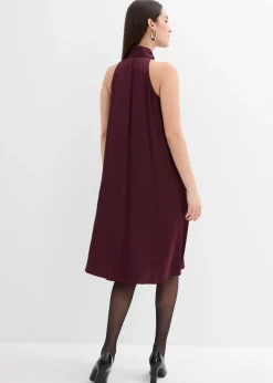 bonprix bonprix Vestido midi de satén de mezcla de viscosa rojo burdeos Discount