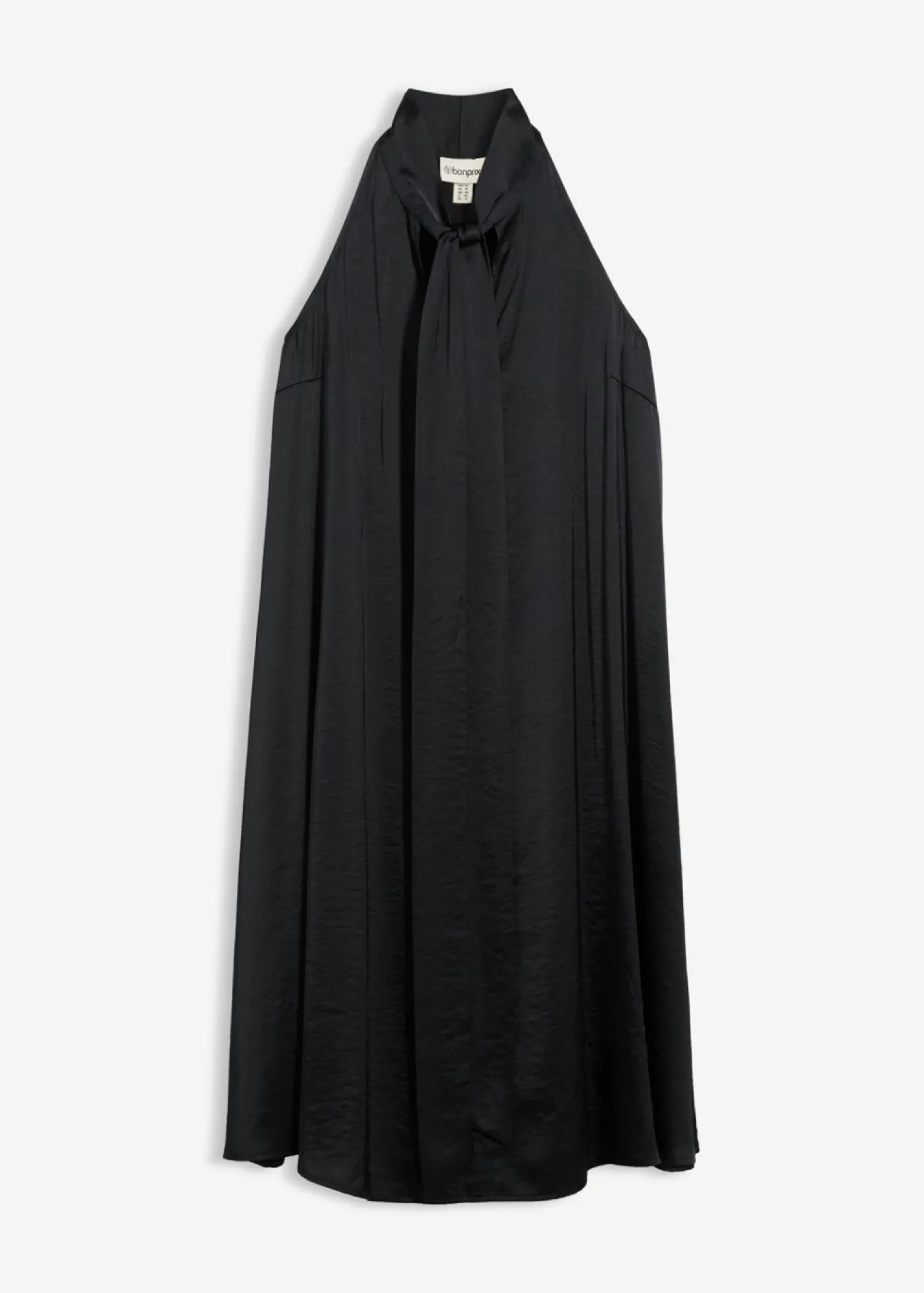 bonprix bonprix Vestido midi de satén de mezcla de viscosa Negro Outlet