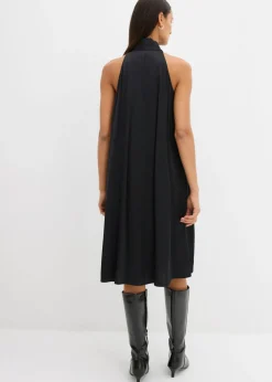 bonprix bonprix Vestido midi de satén de mezcla de viscosa Negro Outlet