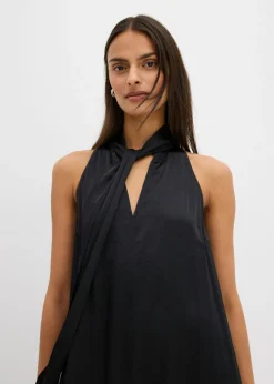 bonprix bonprix Vestido midi de satén de mezcla de viscosa Negro Outlet