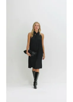 bonprix bonprix Vestido midi de satén de mezcla de viscosa Negro Outlet