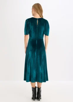 bonprix bonprix Vestido midi de terciopelo suave menta grisáceo Clearance