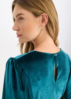 bonprix bonprix Vestido midi de terciopelo suave menta grisáceo Clearance