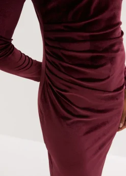 bonprix bonprix Vestido midi de terciopelo suave Burdeos