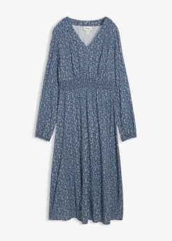 bonprix bonprix Vestido midi de viscosa fluida azul marino-azul cristal-blanco lana-gris plata-musgo mate New
