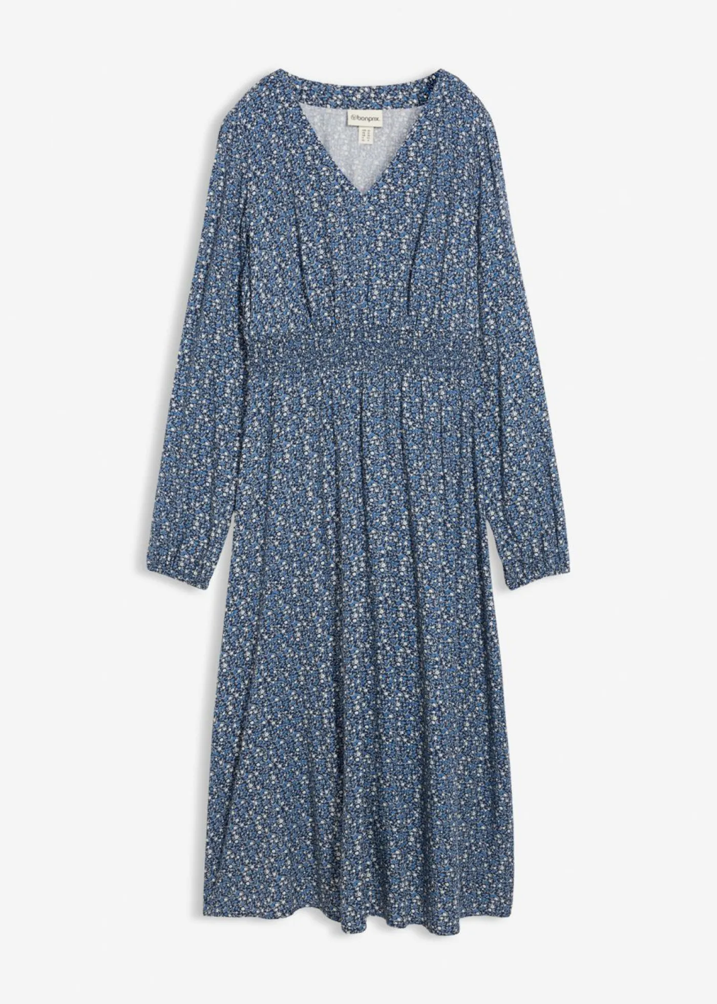 bonprix bonprix Vestido midi de viscosa fluida azul marino-azul cristal-blanco lana-gris plata-musgo mate New