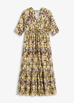 bonprix bonprix Vestido midi de viscosa fluida Negro Discount