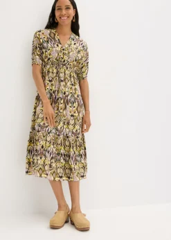 bonprix bonprix Vestido midi de viscosa fluida Negro Discount