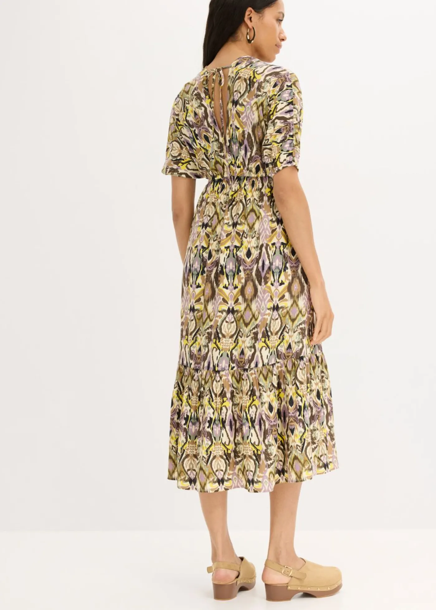 bonprix bonprix Vestido midi de viscosa fluida Negro Discount