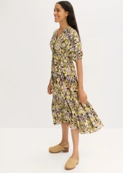 bonprix bonprix Vestido midi de viscosa fluida Negro Discount