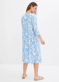 bonprix bonprix Vestido midi de viscosa fluida Azul bebé/blanco de flores Best