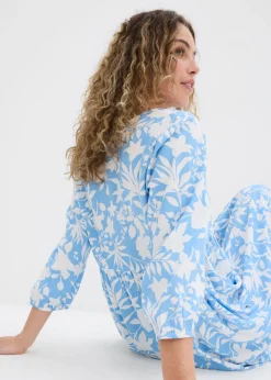 bonprix bonprix Vestido midi de viscosa fluida Azul bebé/blanco de flores Best