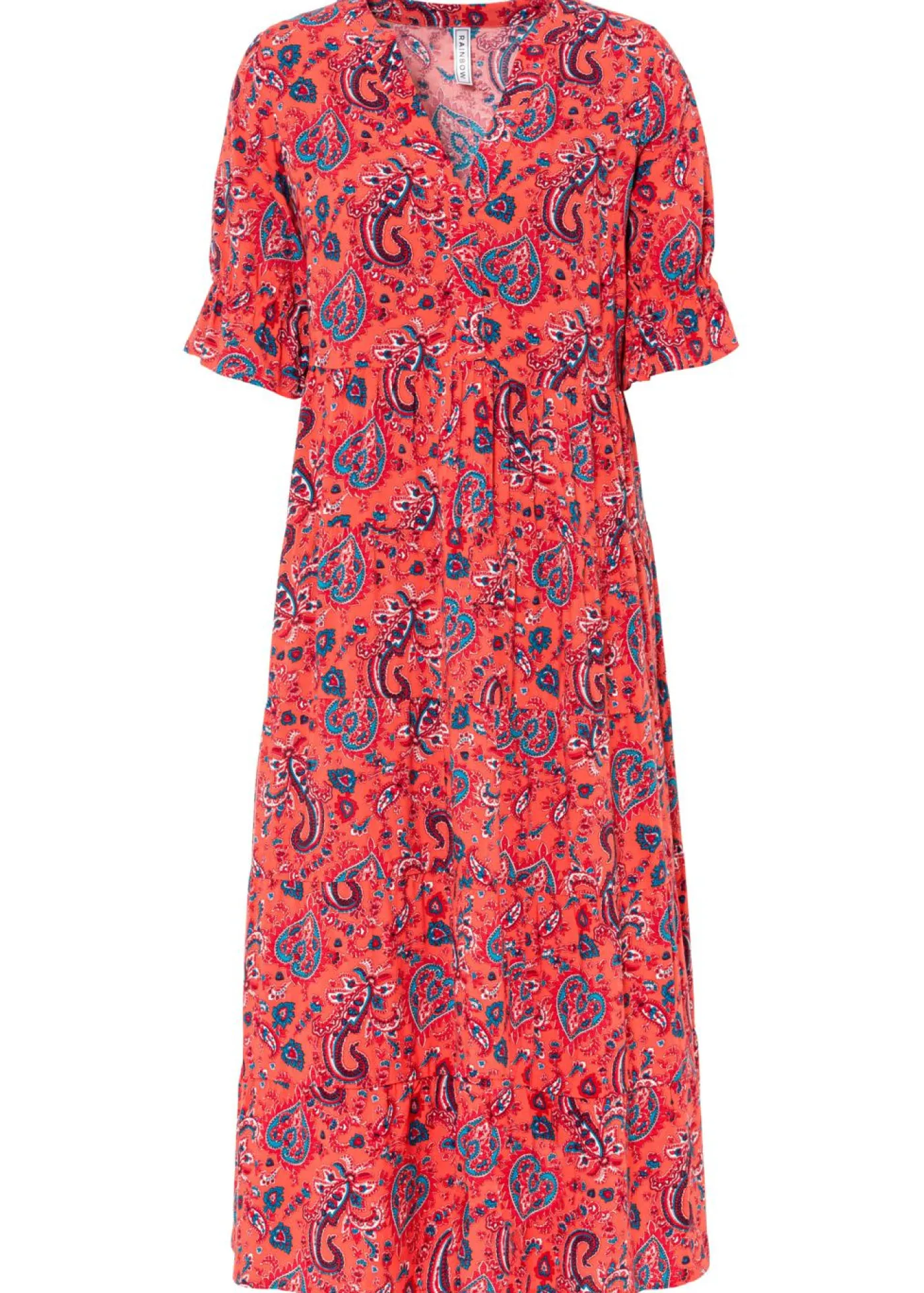bonprix bonprix Vestido midi de viscosa pura Rojo Discount