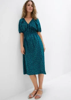 bonprix bonprix Vestido midi de viscosa suave azul marino-turquesa mate New