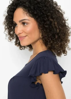 bonprix bonprix Vestido midi de viscosa sostenible Azul marino Sale