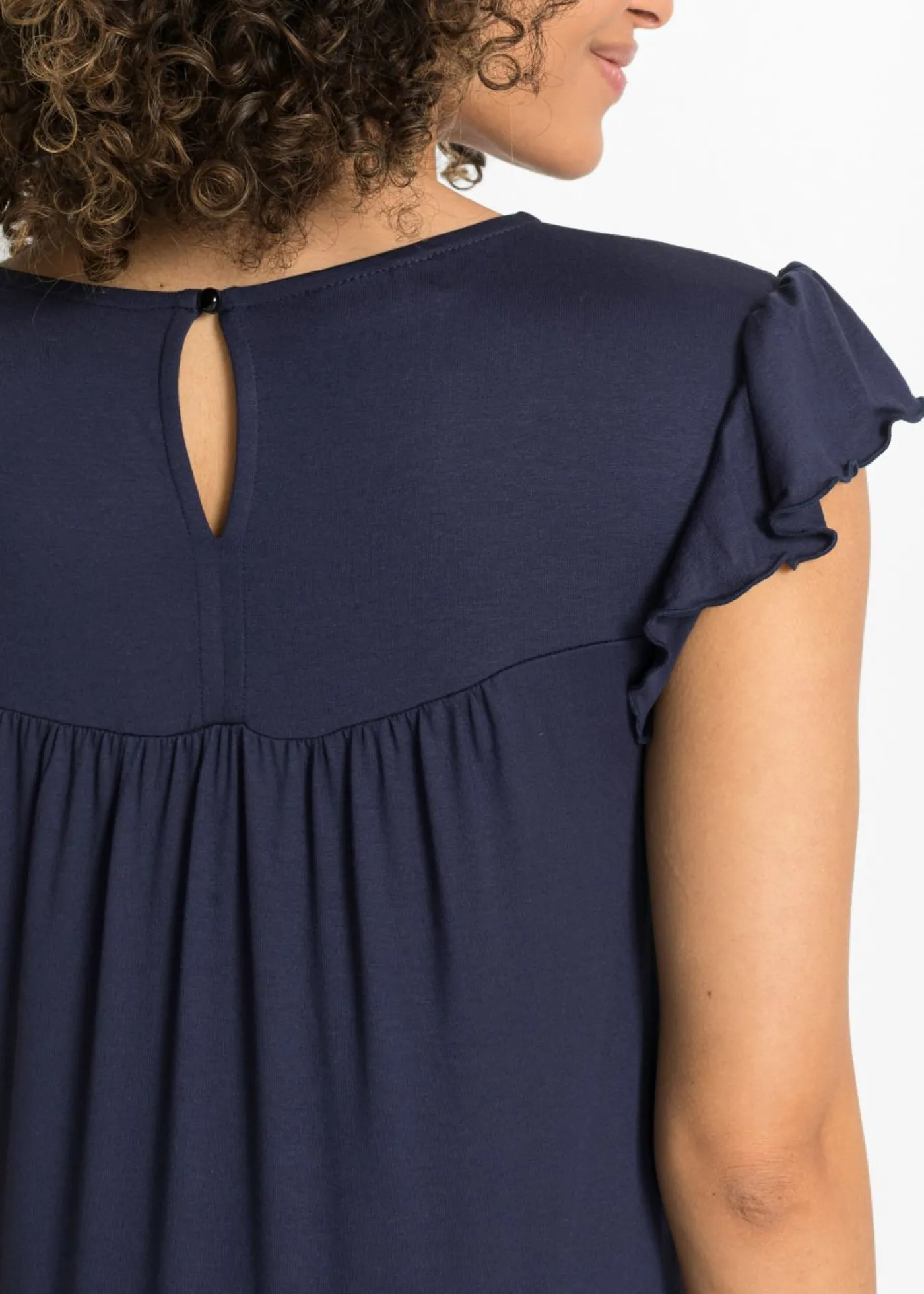 bonprix bonprix Vestido midi de viscosa sostenible Azul marino Sale