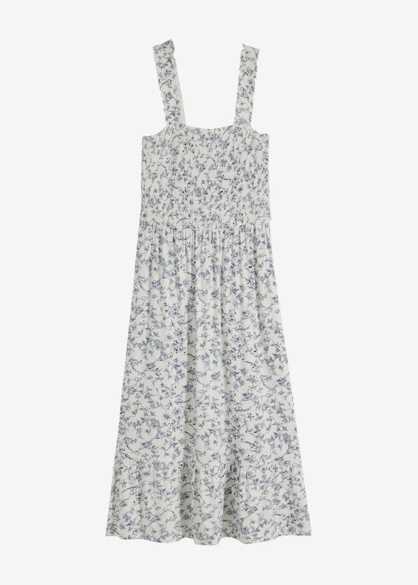 bonprix bonprix Vestido midi de viscosa sostenible Blanco lana-azul de flores Best