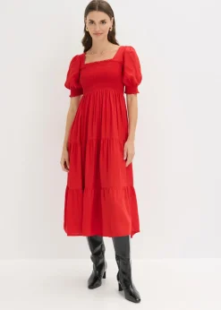 bonprix bonprix Vestido midi estampado fresa Discount