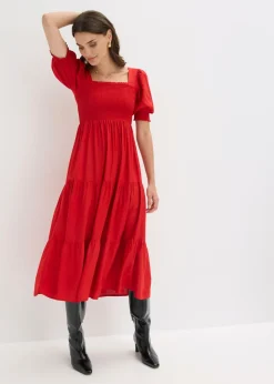 bonprix bonprix Vestido midi estampado fresa Discount