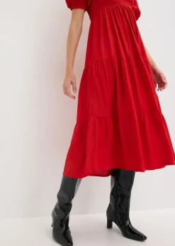 bonprix bonprix Vestido midi estampado fresa Discount