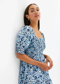 bonprix bonprix Vestido midi estampado azul pálido con flores Hot